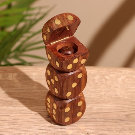 Dice play in a box 12x4x4 cm, wood shisham-2