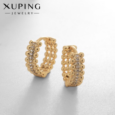 Xuping rings with beads, white color in gold, d = 1.3 cm