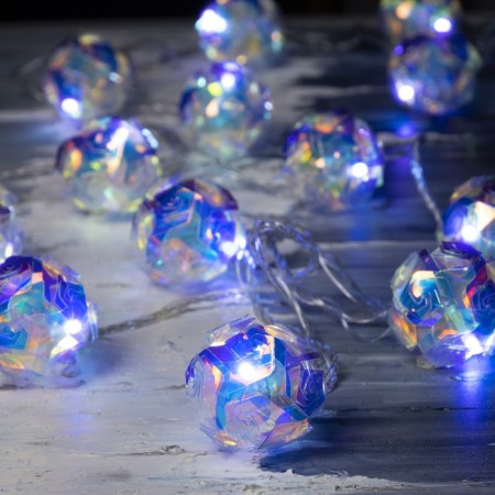 Garland “thread” 4.5 m with nozzles “Flower balls”, IP20, transparent thread, 15 LED, white glow, 220 V