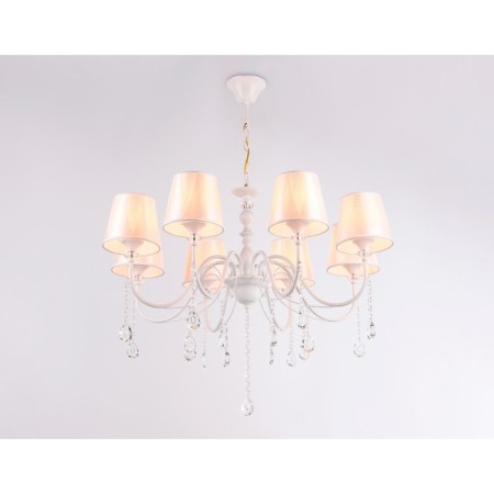 Suspended chandelier with lampshade and crystal Ambrella Light, Modern, TR4605, 8XE27, white color-2