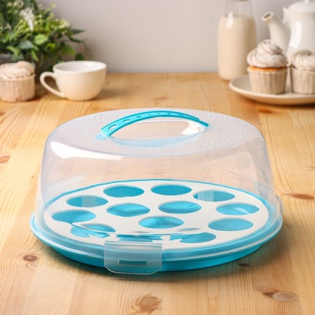 Tortovitsa with a lid of a share, a removable stand for cakes, 13 cells, d = 28 cm, color mix-7