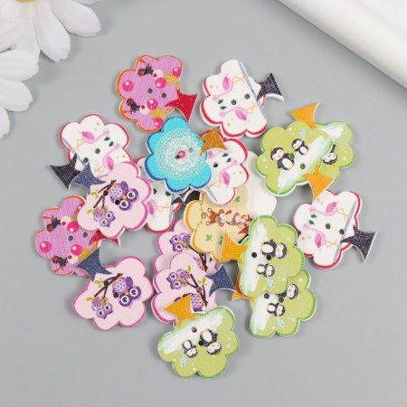 Buttons wood for creativity 2 punctures "tree" set of 20 pcs 2.8x2.8 cm