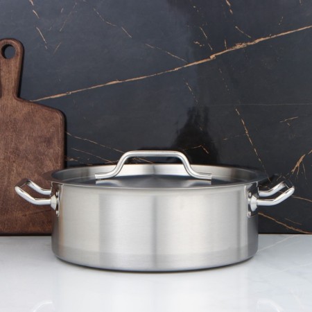 Boiler, 10 l, d = 32 cm, h = 12 cm, metal cover, triple bottom, induction, stainless steel