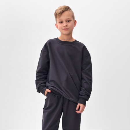 Costume (sweatshirt and trousers) children's minku, graphite color, height 128 cm-1