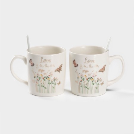 A set of ceramic mugs with spoons "Spring", 2 items: 200 ml, Mix drawing-3