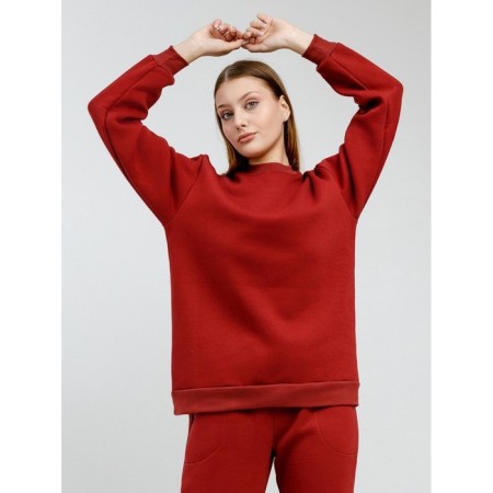 Women's sweated sweatshirt, size 52, burgundy color-8