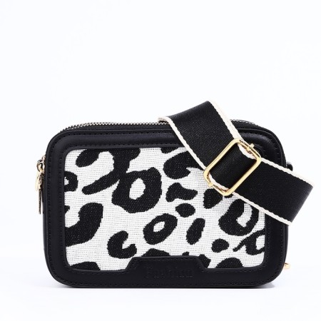 Bag Cross-Bodi with a zipper, black/white color