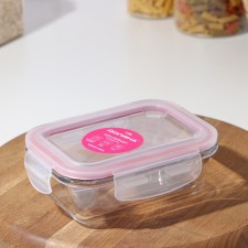 Container from heat -resistant glass of the “click” shares, 380 ml, 15.5 × 11 × 5 cm, with a lid