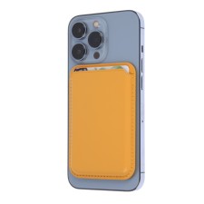 Cardholder for phone, leather, magsafe, orange