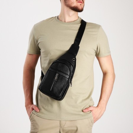 Sling bag, artificial leather, black color-4