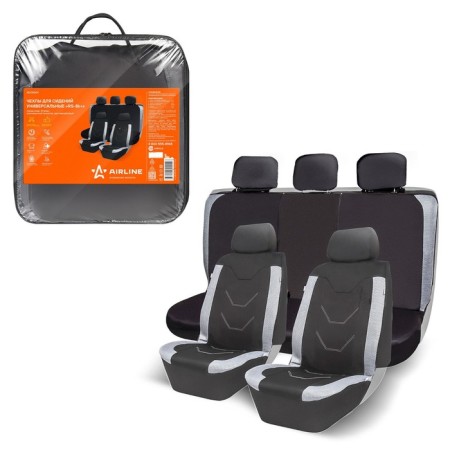 Covers for seats universal Airline RS-8K+, moisture-protective, 8 objects, black and gray color