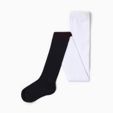 Pantyhose children, white-blue-border strips, height 146-152 cm