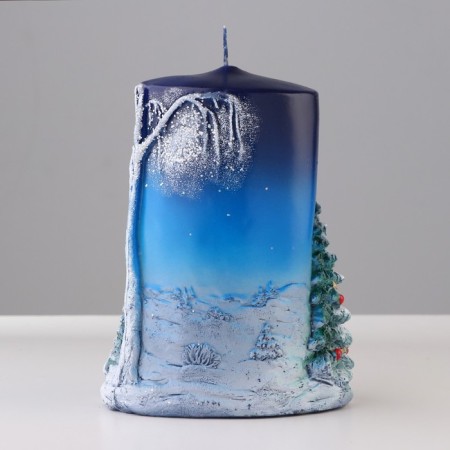 Candle - cylinder "winter", 8x11.5x15 cm-3