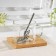 Glass mug with a spoon on a wooden stand “Kotik”, 300 ml, Mix drawing