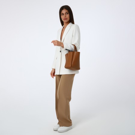 Bag Women's Tout with zipper, brown color-10