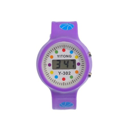 Watch of washing electronic, children's "pea", silicone strap, L-22 cm, purple