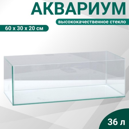 Aquarium rectangular "Aquasquip" transparent seam, 36 liters, 60 x 30 x 20 cm