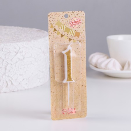 Candle for the cake "Squeezes" number 1, golden, 5.2 cm-1