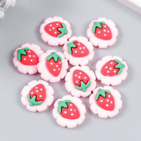 Decor for creativity plastic "Strawberry on a flower" 2x2 cm-2