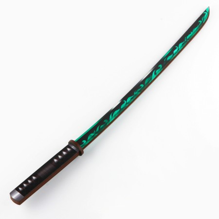 Souvenir wooden weapon "Katana Green Wind", 65cm-2