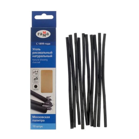 Natural coal 4-6 mm, set 10 pieces, "gamma" "Moscow palette" 140 mm, willow