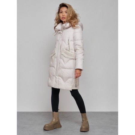 Coat insulated winter female, size 52, beige color-2