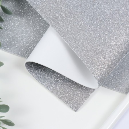 Foamiran glitter 2 mm, 50x50 cm, light gray
