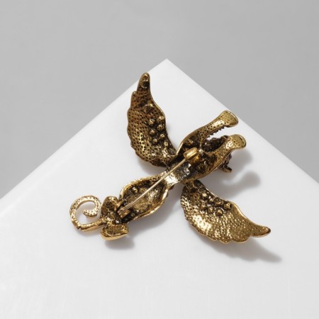 Manticore brooch, beige-brown color in black gold-2