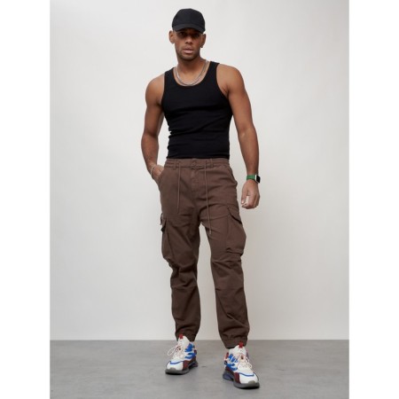 Cargo jeans men, size 56, brown color-8