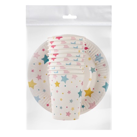 Set of paper dishes disposable stars ”, 10 glasses, 10 plates-6