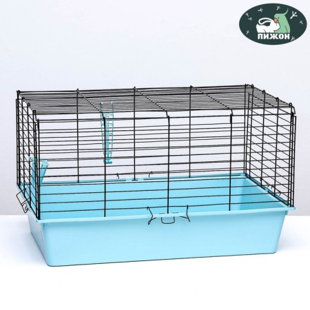 A cell for rabbits, guinea pigs "Pigger" No. 4 folding, 80 x 50 x 47 cm, turquoise