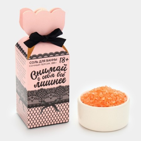 Bath salt “Take off everything superfluous”, 200 g, fragrance of peach, 18+, pure happiness-1