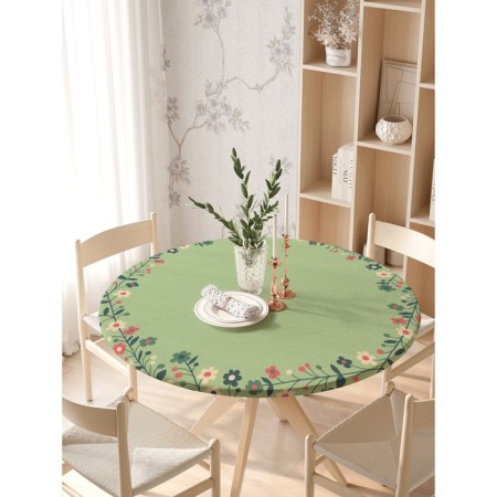 Tables on the table "Flower weaving", round, oxford, elastic band, size 140x140 cm, diameter 105-120 cm-2