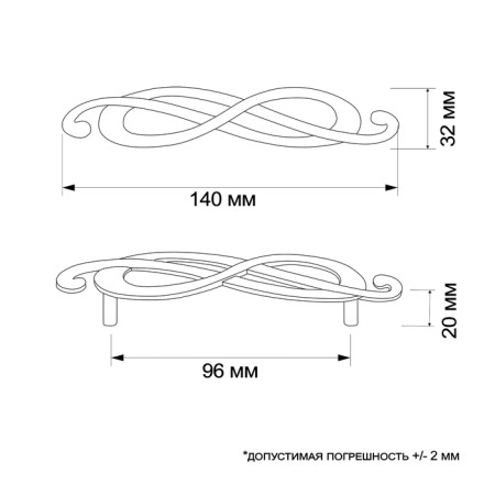 The handle of the tundra bracket rs148cp, m/o 96 mm, color chromium-4