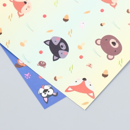 Scrapbooking paper bilateral "Forest animals and mots" density 180 g 15.5x17 cm-4