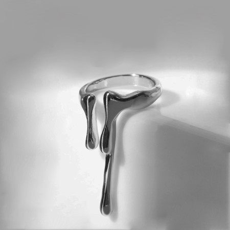 Ring "Drops" are uneven, the color is silver, dimensionless-2