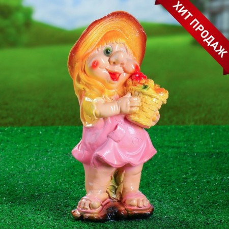 Garden figure "Dwarf with a basket" Small 16x15x39cm-2