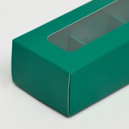 Folding box for 3 sweets, 13.7 x 5.5 x 3.5 cm, emerald-2