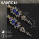 Clips "openwork" drops with curls, white-blue color in gold