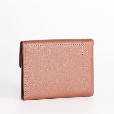 Women's wallet on the button, beige color-1