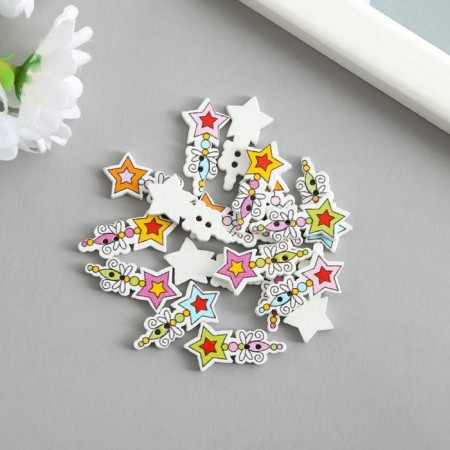 Buttons wood for the creativity of the 2 -grade "Magic Star" set of 20pcs 2.4x1.2x0.2 cm mix