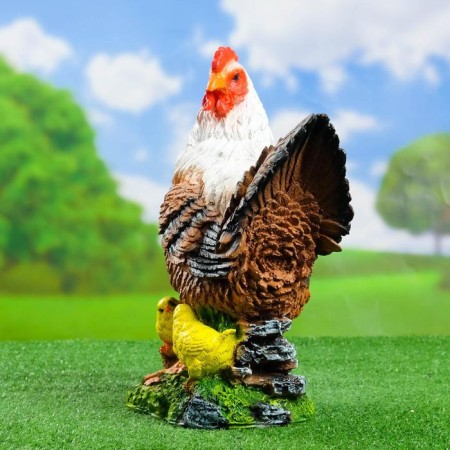 Garden figure "Chicken with chickens" large 30x17x42cm-1