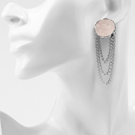 Earrings Assorted "Geometry" circle with a chain, color silver-3
