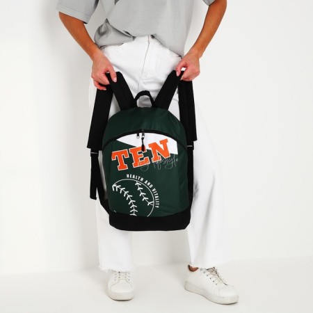 Backpack school Textile Tennis, 46x30x10 cm, vertical pocket, green color-10