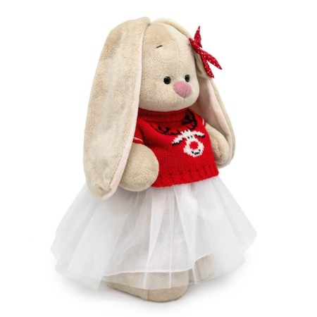 Soft toy "Bunny Mi", in a sweater with a deer, 25 cm-1