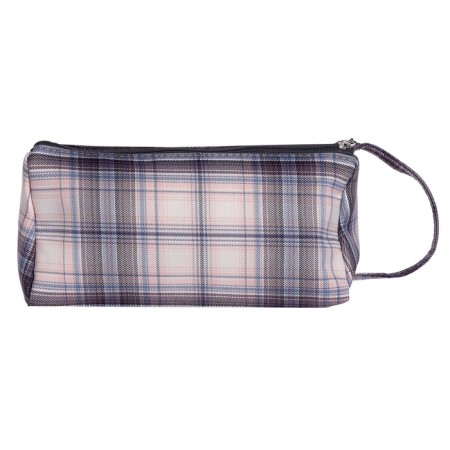School Penal on a zipper 2 departments "Scotland", gray-pink-2