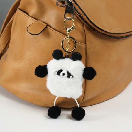 Fluffy on the ring "Square Panda" white 14.5x10x2 cm