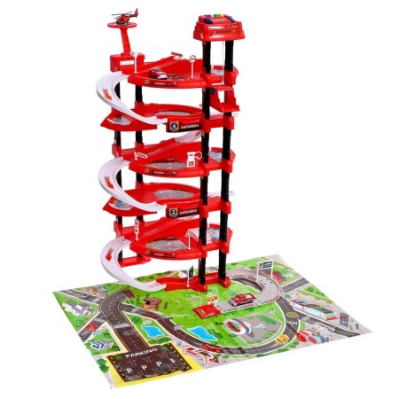 Parking "Fire Station", light, sound, elevator, with metal machines and helicopter-1