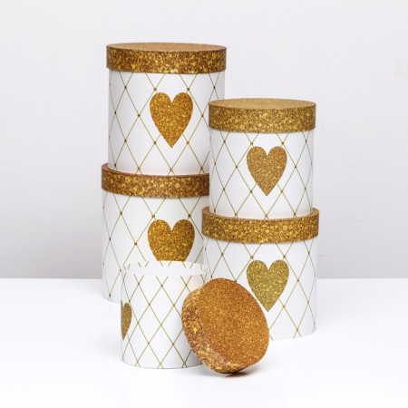 Set of round boxes 5V1 "Golden Heart", 25 × 25 ‒15 × 15 cm-1