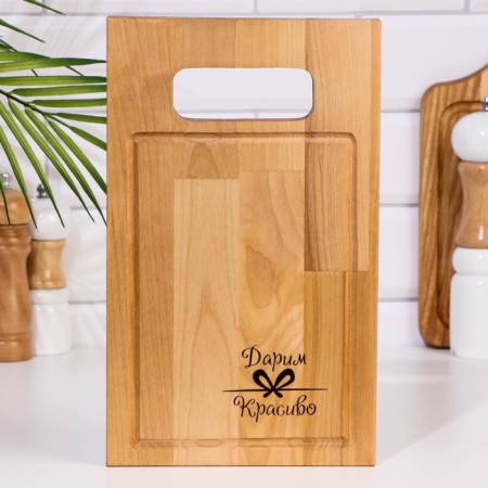 Groot and serving board "Direct pen" Small with a groove 30x18x1.8 cm-1